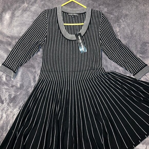 Wendy Williams Black and White Striped Dress L - Picture 1 of 8